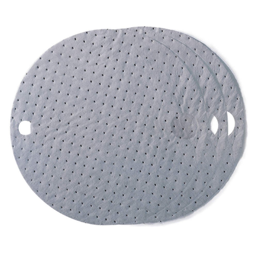 BRADY SPC ABSORBENTS DTA25 Drum Top Absorb Pad,Universal,Gray,PK25 5FZ83