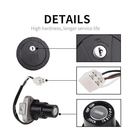Motorcycle Ignition Switch Kit Assembly Fuel Gas Cap Lock Key Set Compatible