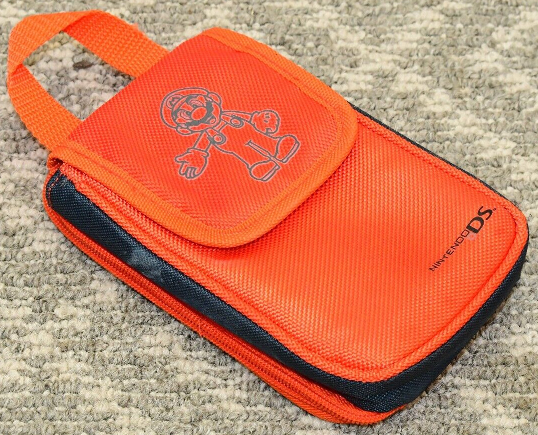 Nintendo DS MARIO Orange / Red Carry Case w/ Zipper Game Storage PowerA 84527