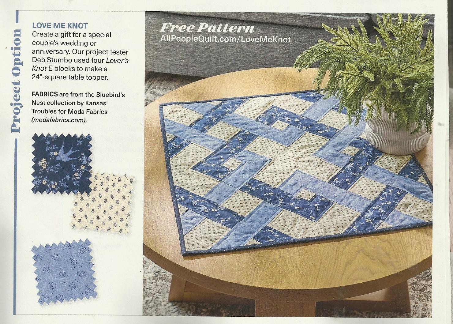 L0551 LOVER'S KNOT WALLHANGING QUILT PATTERN/INSTRUCTIONS