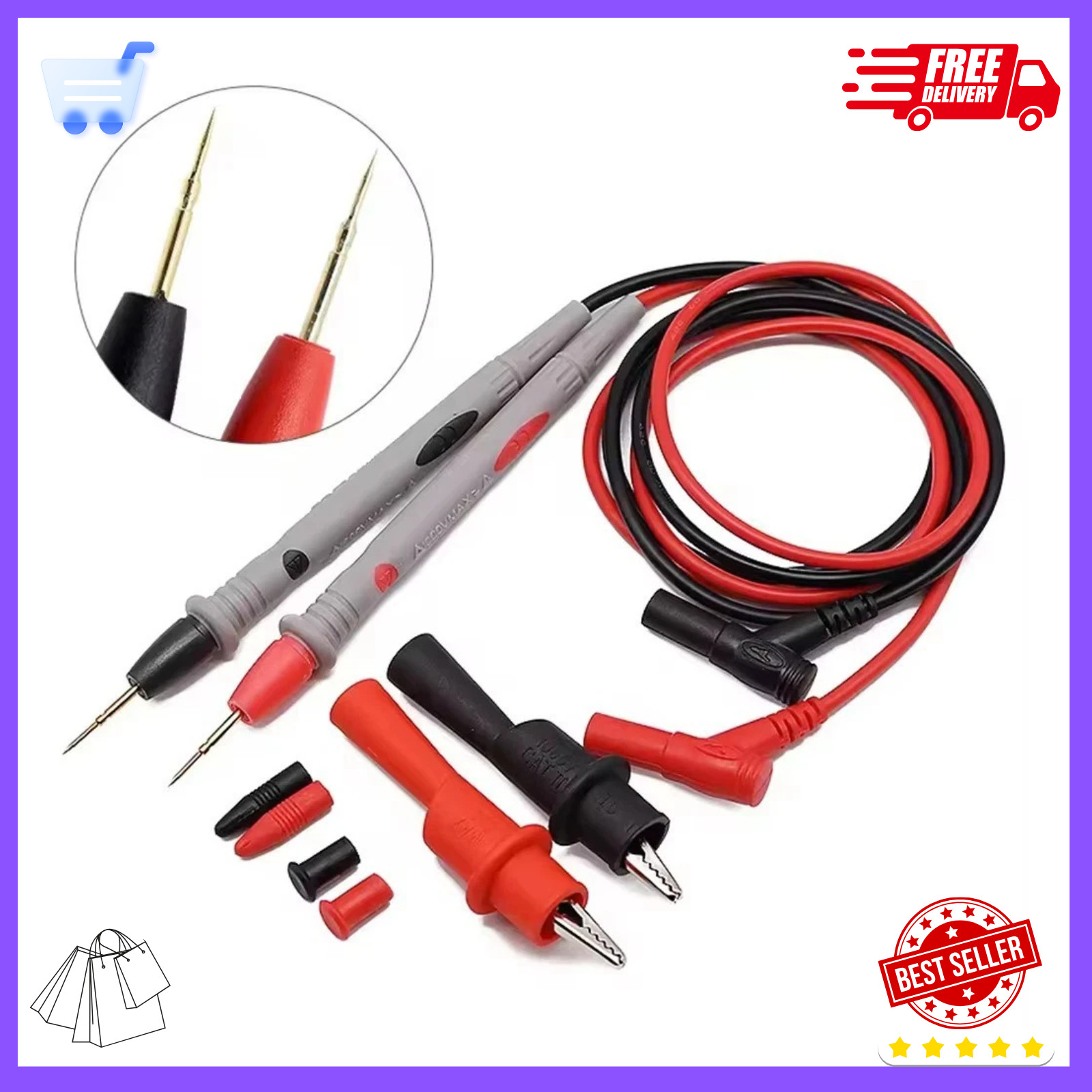 Share Multimeter Hard Point Test Leads Set 1000V 20A Meter Probes free US.