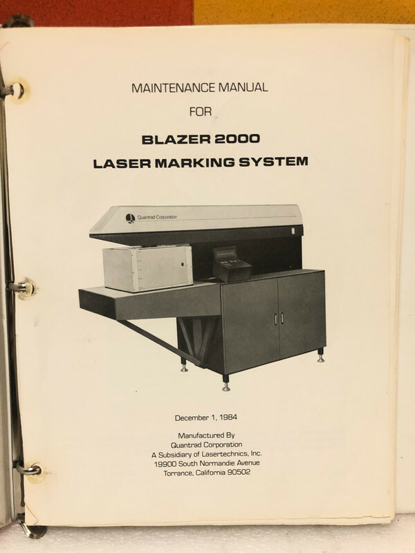 Blazer 2000 Laser Marking System Maintenance Manual