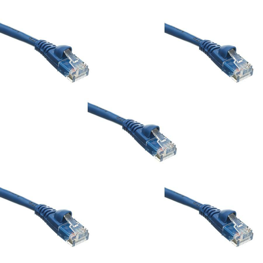 Pack of 5 Cables Snagless 6 inch Cat5e Blue Network Ethernet Patch Cable