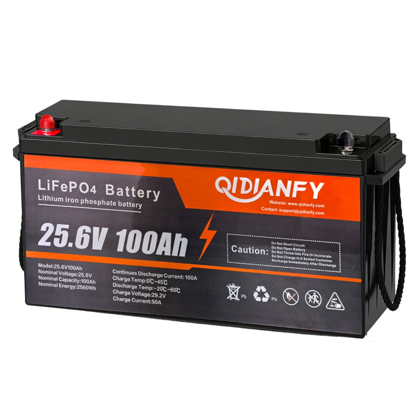 24V 100Ah LiFePO4 Lithium Battery 2560wh 100A BMS Deep Cycles For RV Off-Grid