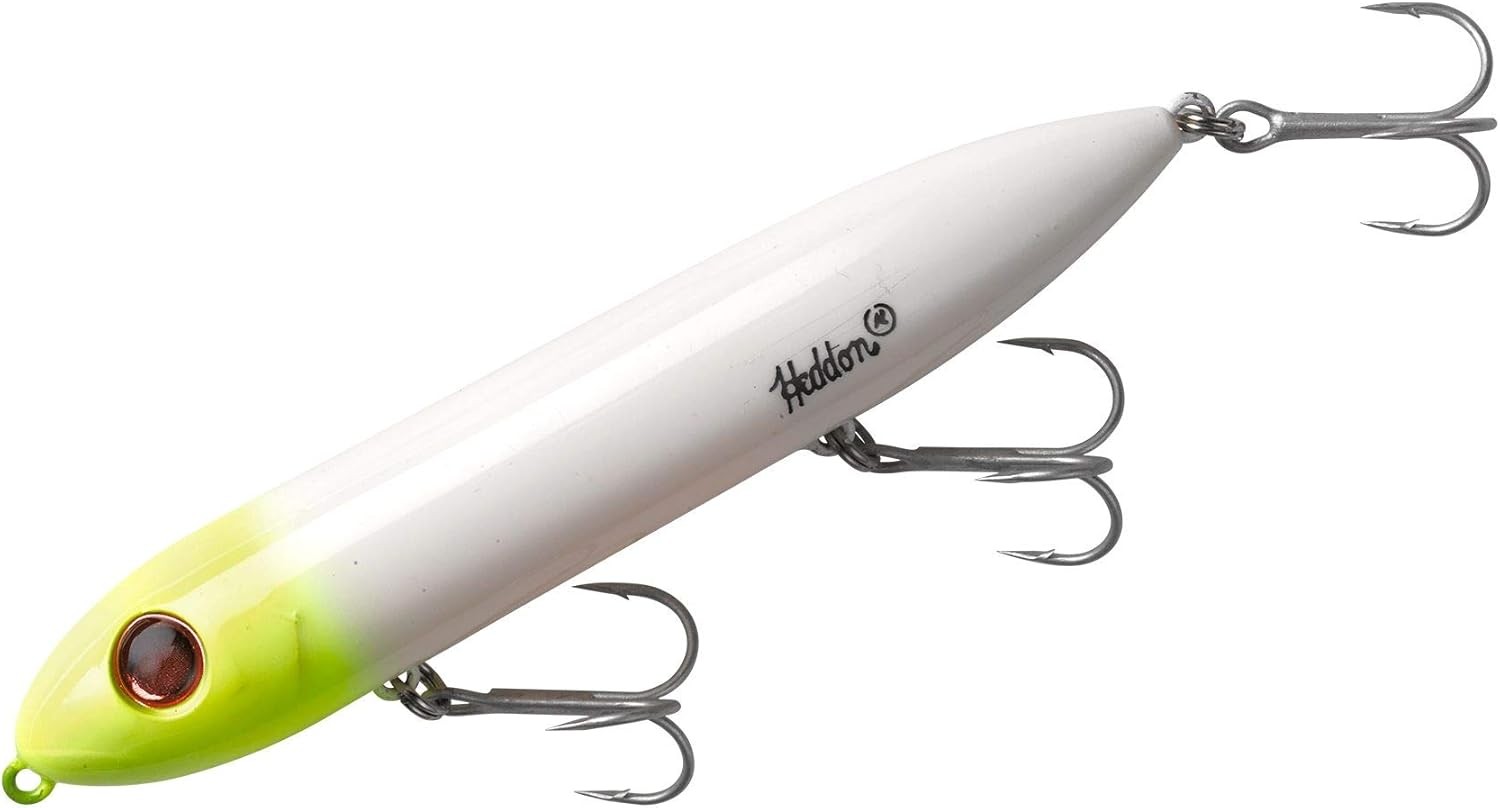 Heddon Super Spook Topwater (7/8 oz), White/Chartreuse Head