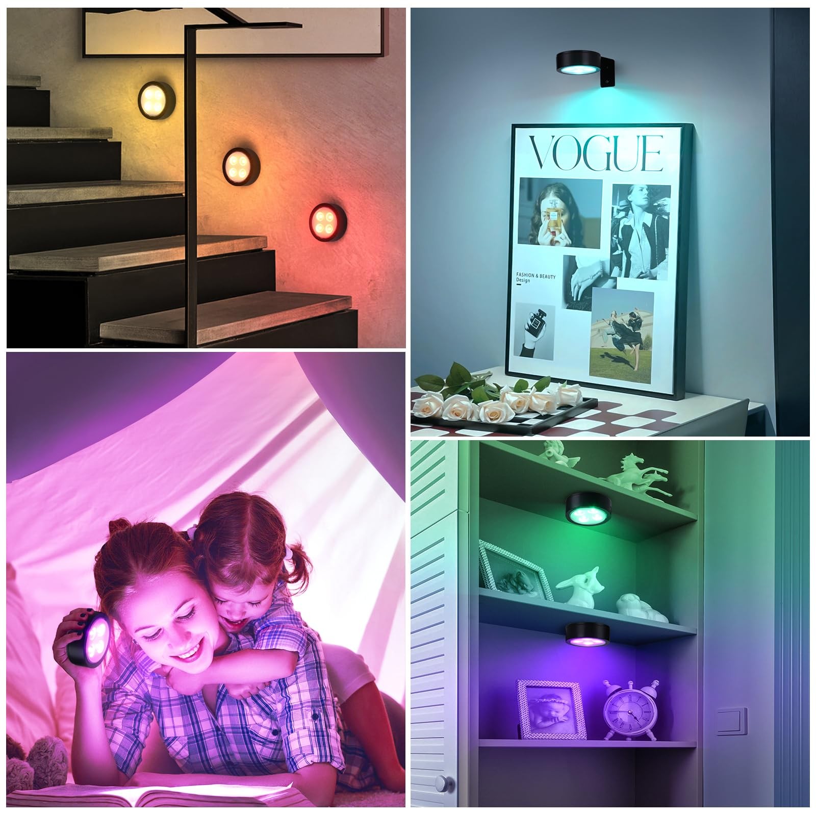 2-Pack Wireless Battery Operated Painting Light with Remote Control,13 Color ...