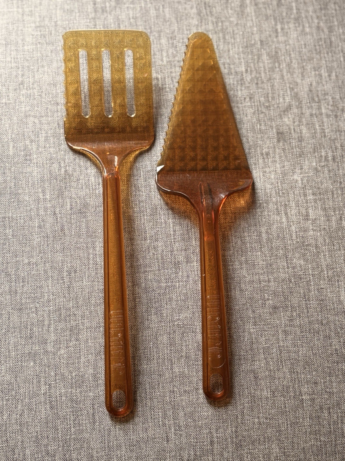 Vtg Ultratemp Amber Serrated Spatulas Set Of Two Mcm