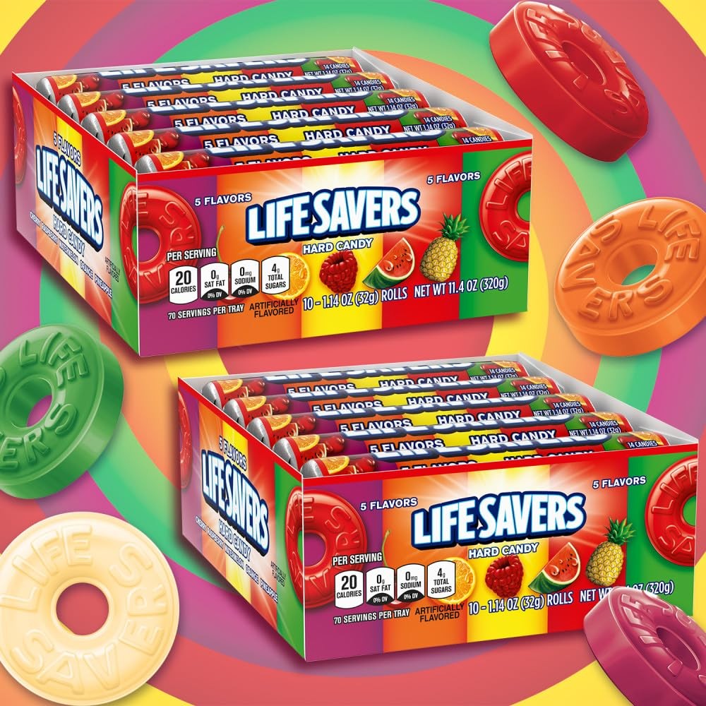 LIFE SAVERS 5 Flavors Hard Candy Bulk Pack 1.14 oz Roll Pack of 20