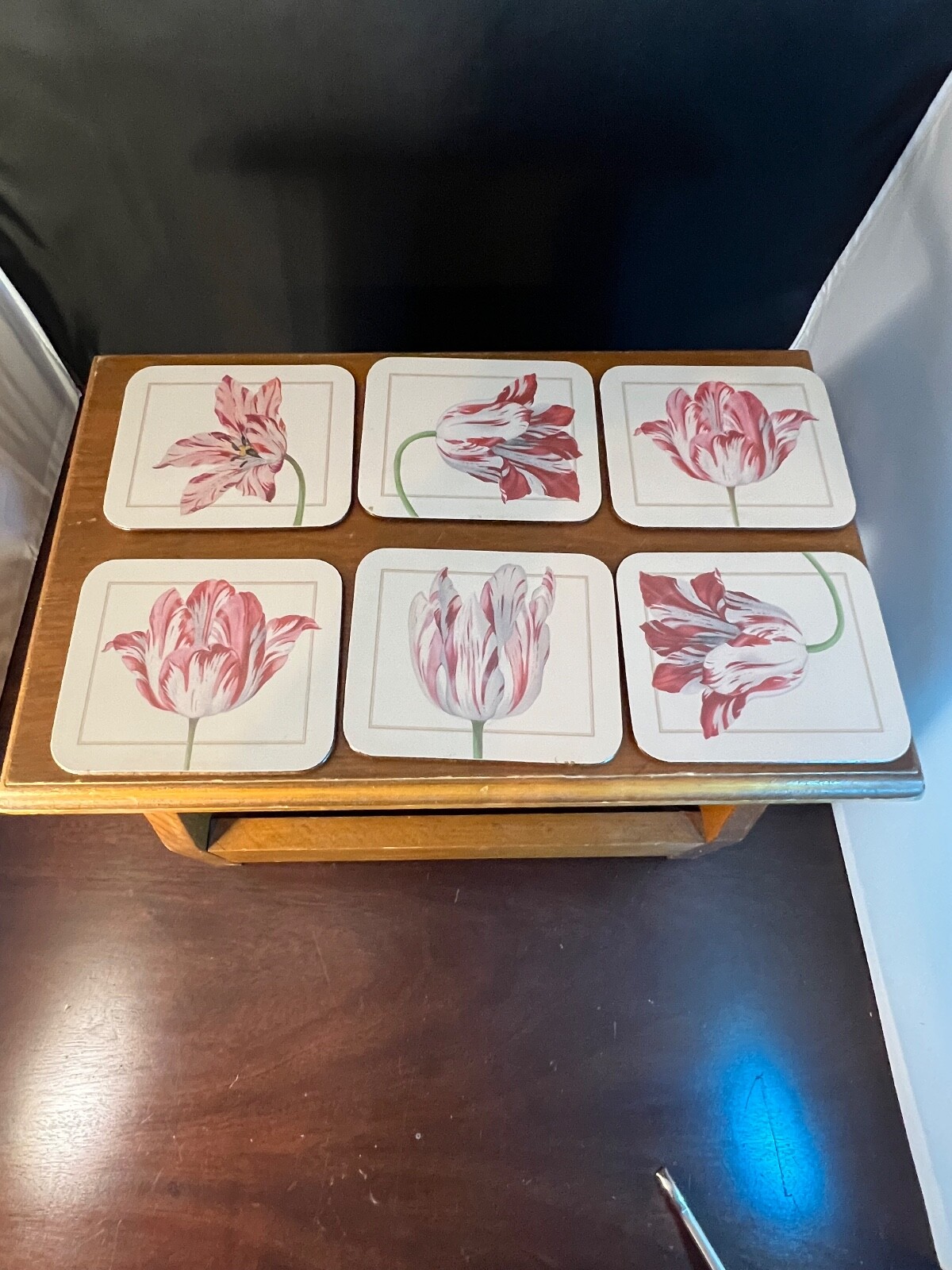 Beautiful Pink Flower Cork Coasters, Set of 6, 4x5 in