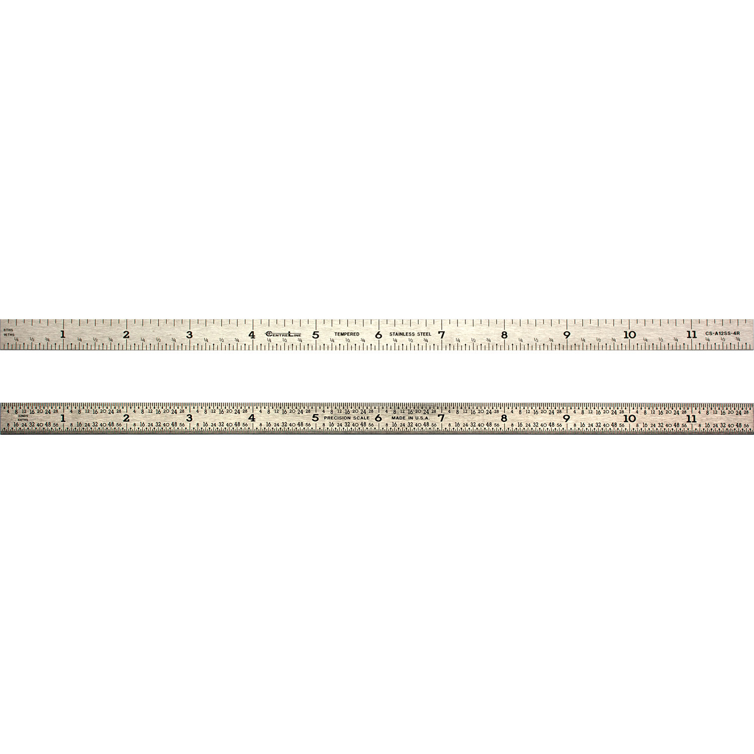 12 Inch 4R Flexible Machinist Rule Stainless 1/8, 1/16, 1/32, 1/64 Made in USA