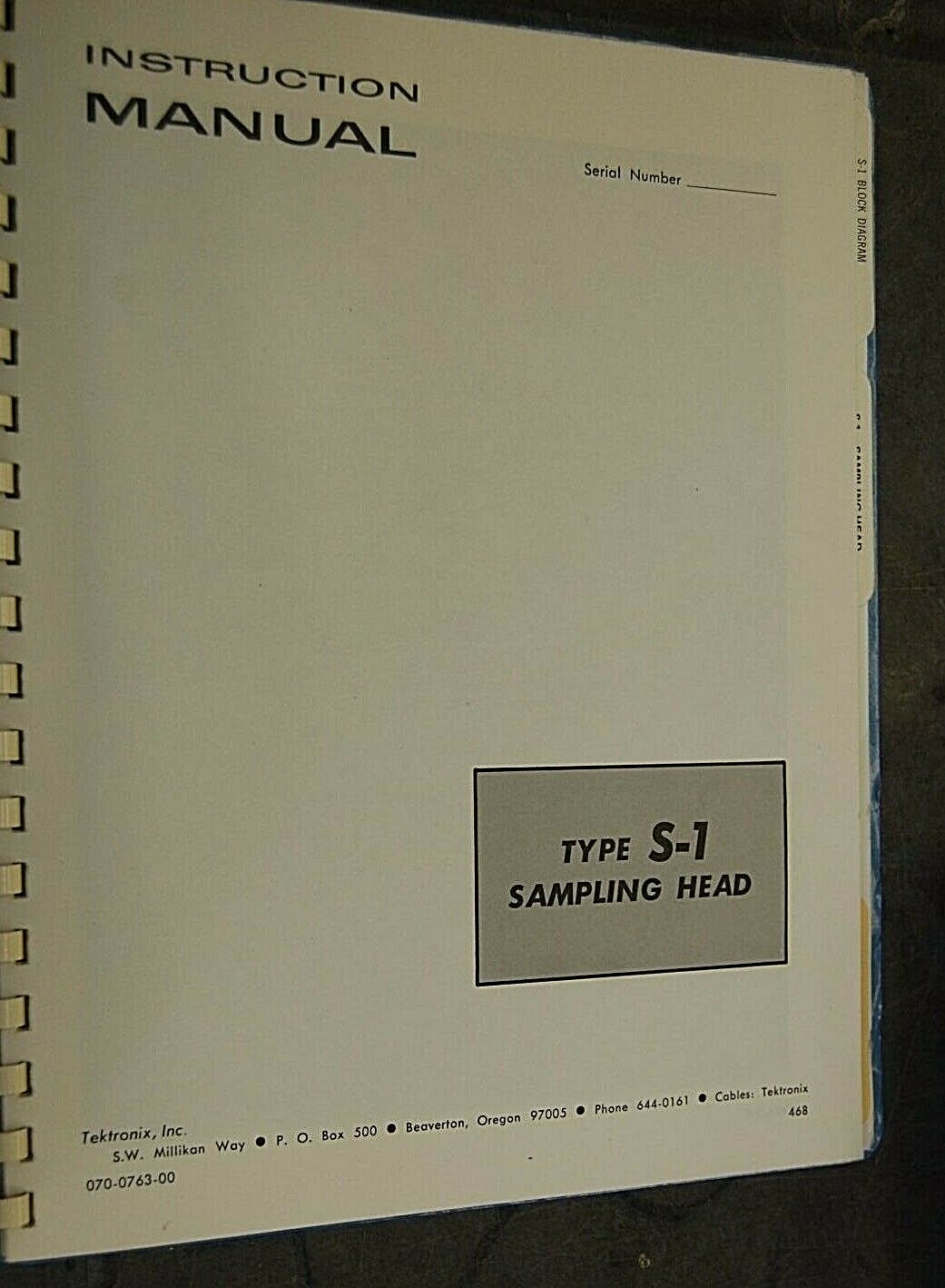 Tektronix Type S-1 Sampling Head 070-0763-00 Instruction Manual
