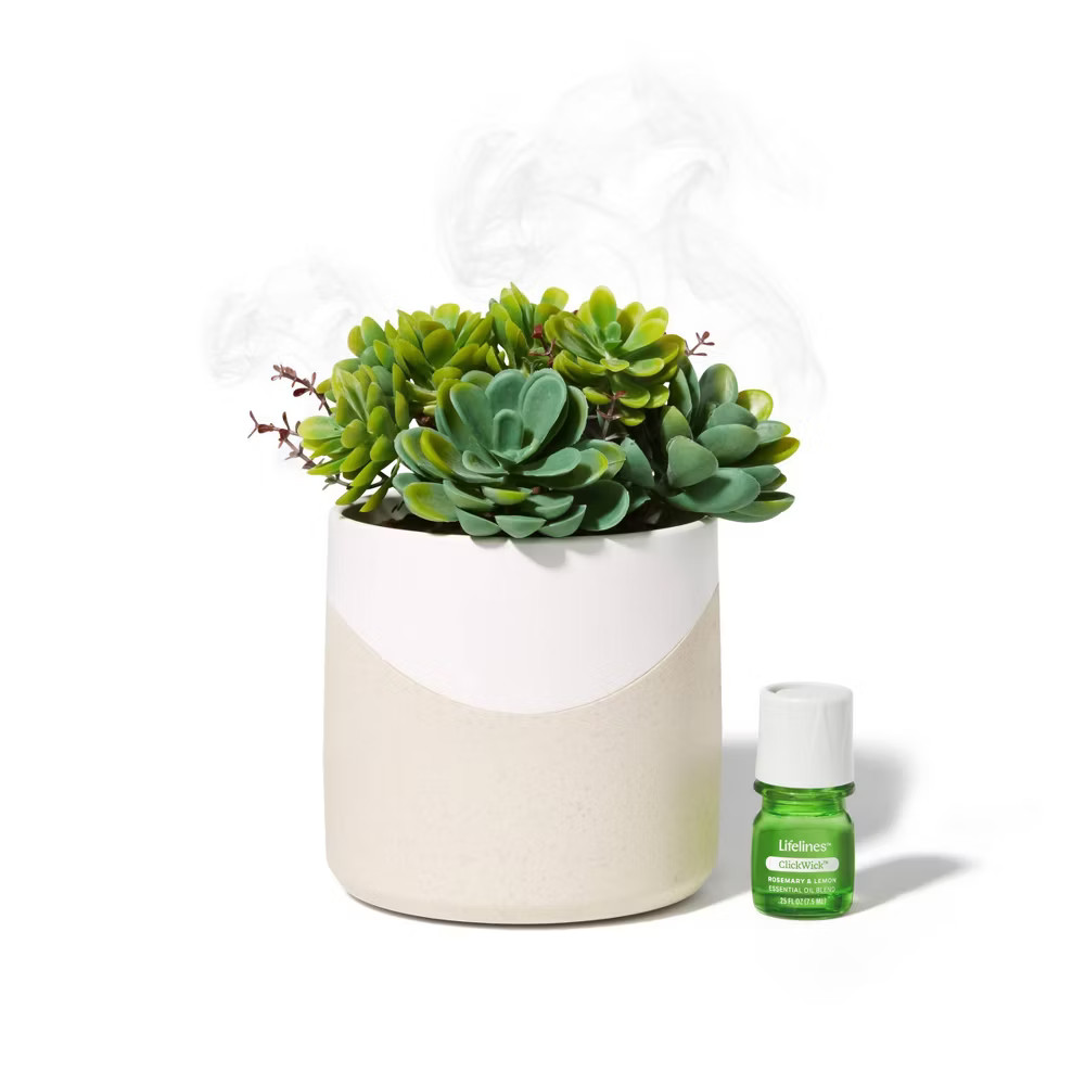 Lifelines Essential Oil Diffuser Aromatherapy - Faux Succulent Planter