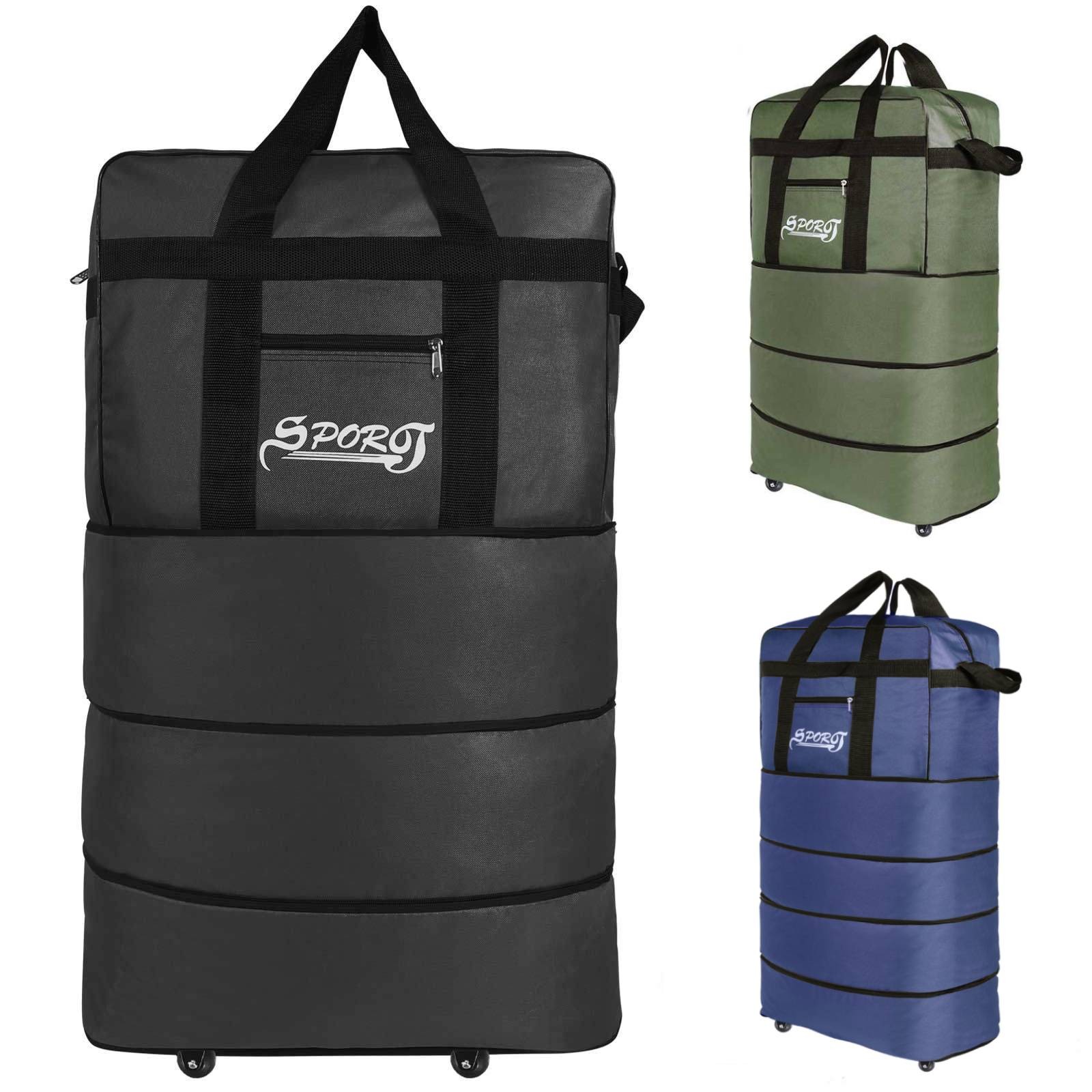 34/40" Expandable Rolling Duffle Bag 4/5-Layer Foldable Spinner Suitcase Luggage
