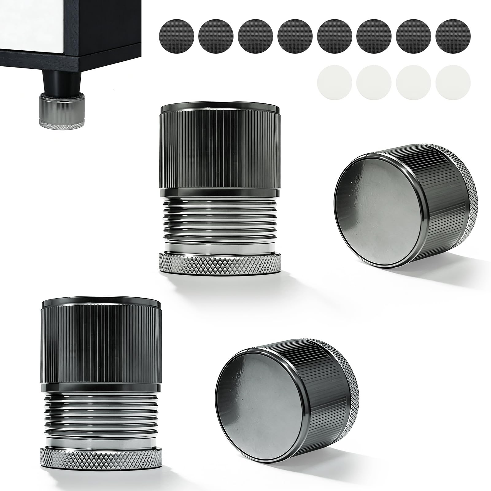 Adjustable Furniture Risers Metal 1.57 Inch Diameter Leg Fits 0.91.54 Inch