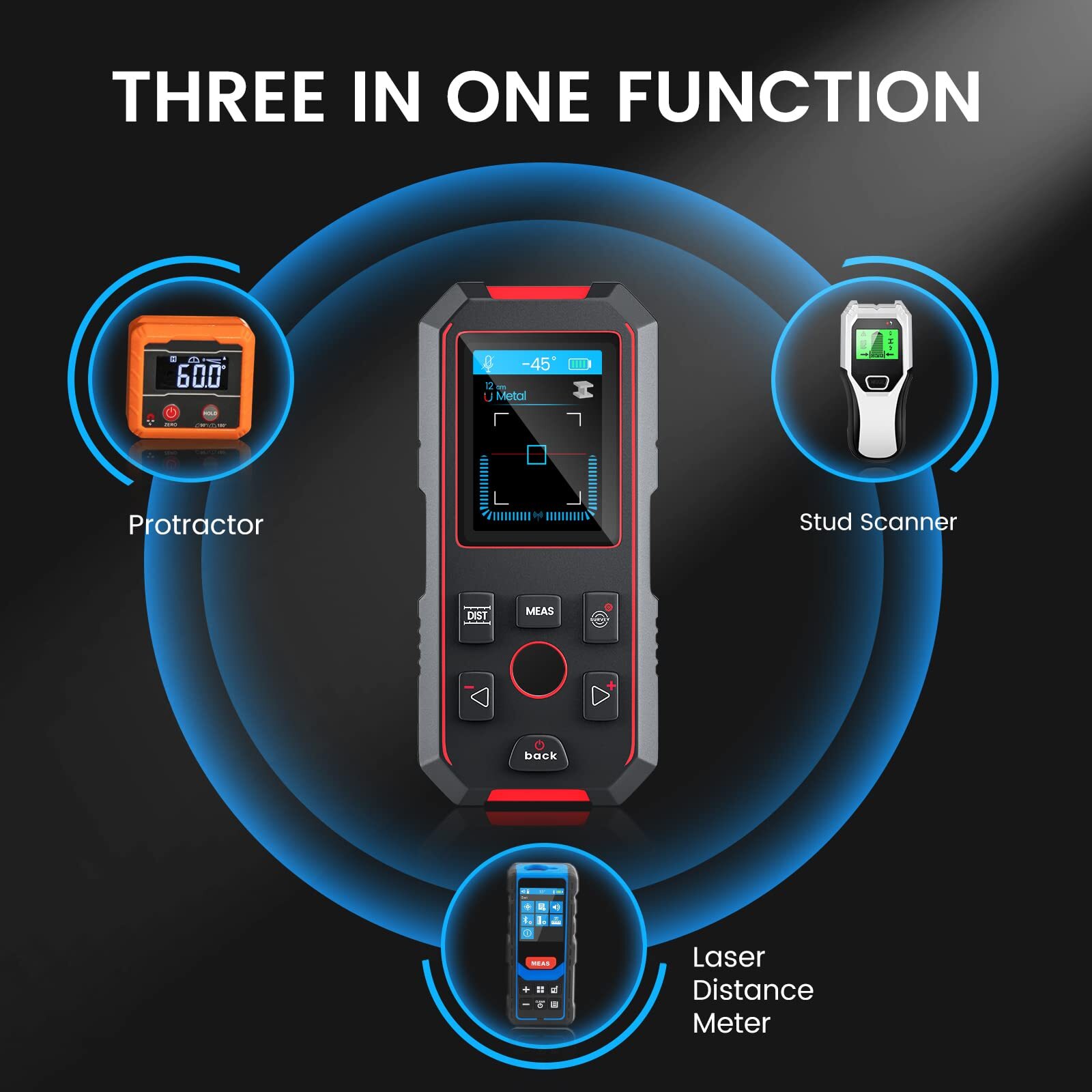 Stud Finder With 196ft Laser Measure 3 In 1 Electric Wall Scanner Sensor With ฑ0