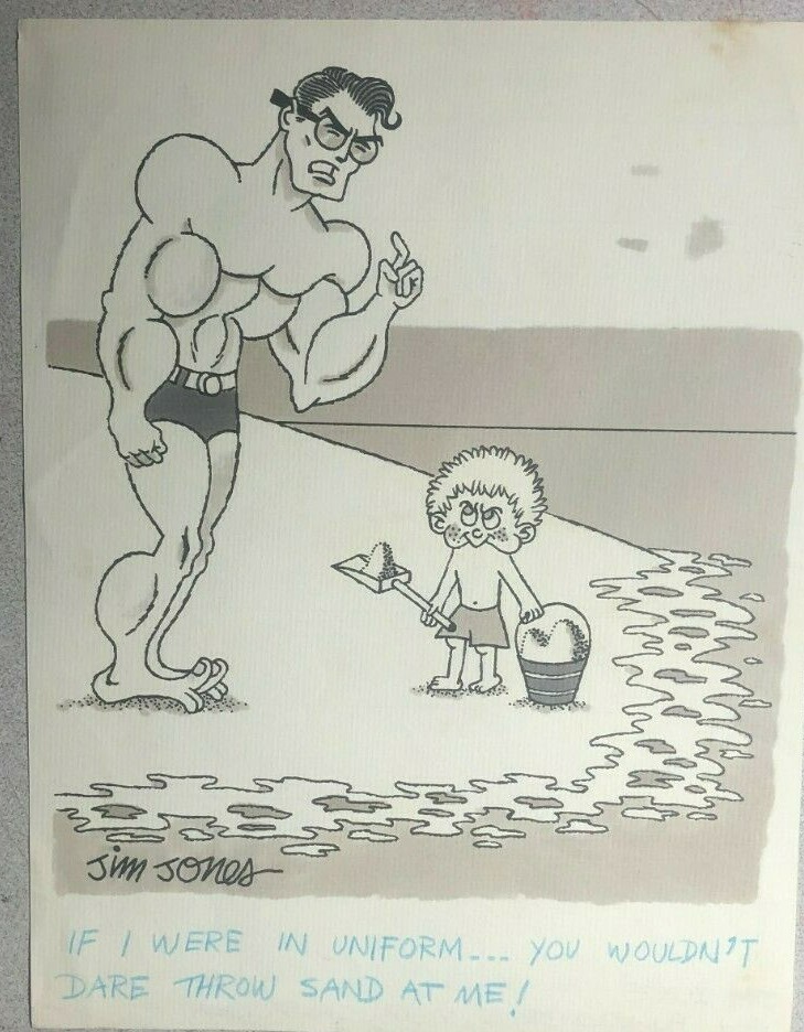 SUPERMAN vintage signed 8-1/2" x 11"  Jim Jones magazine illustration