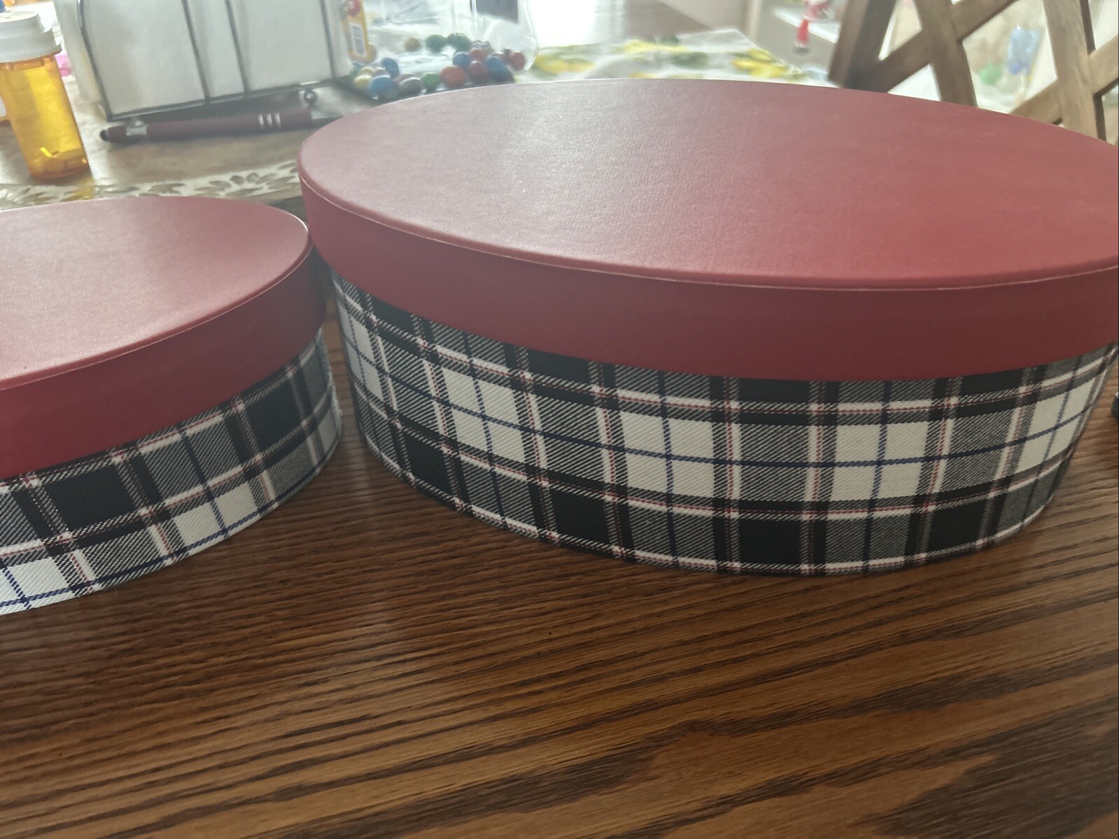 3 Fabric Covered Oval Christmas Box Storage 9 X 6/9.5 X 7 / 12 X 8.  Excellent