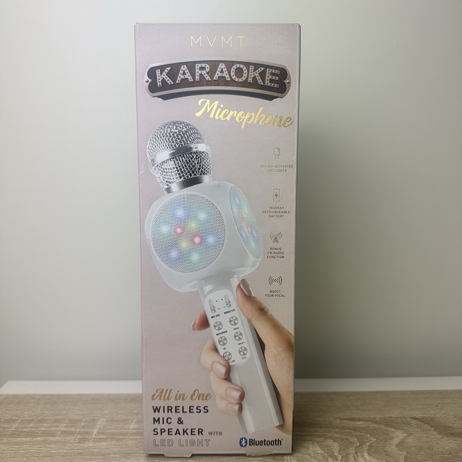 MVMT Karaoke Wireless Microphone & Speaker Bluetooth LED Light Portable Party