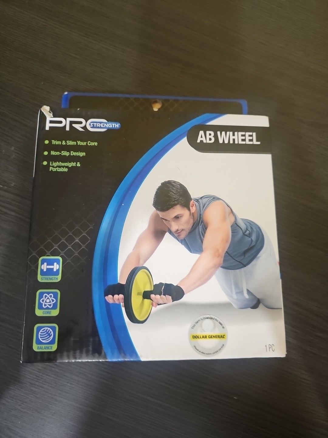 NIB Pro Strength Ab Wheel 1 Pc Non Slip Design Lightweight Portable FREE SHIP