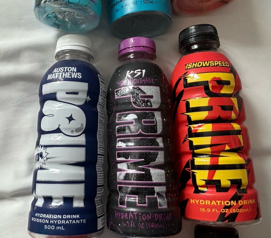Empty prime hydration bottles