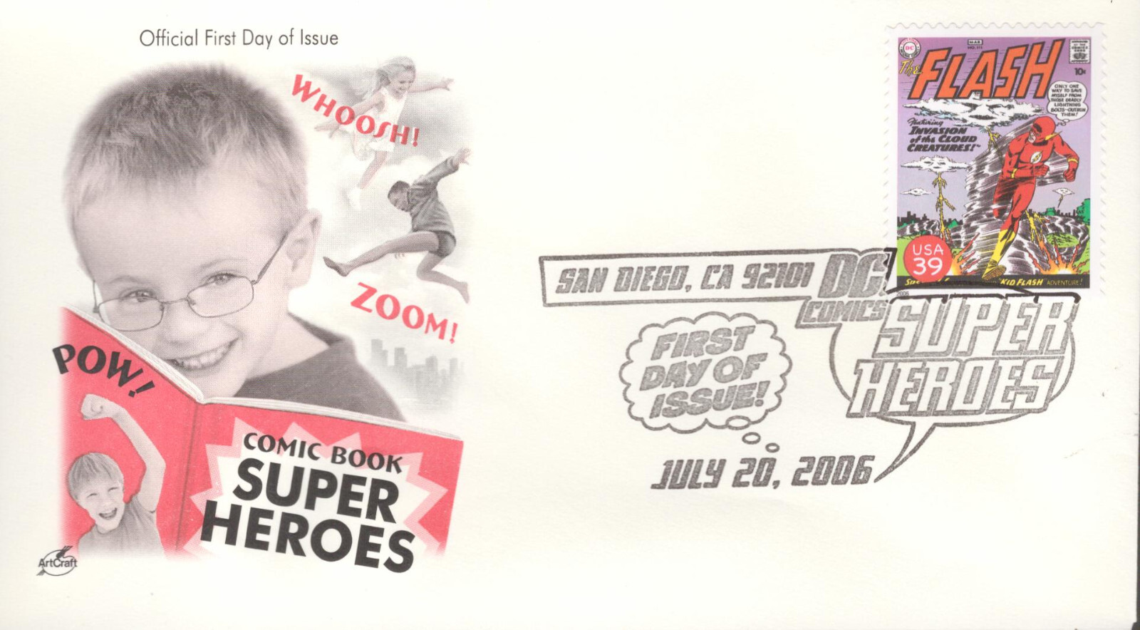 2006 First Day of Issue - DC Comic Heros - The Flash - Art Craft Cachet