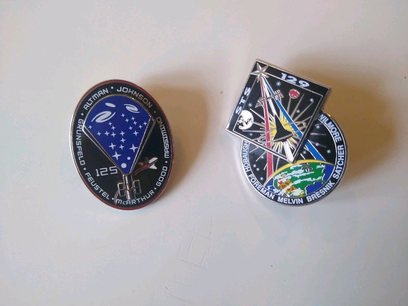 NASA STS-125 & STS-129 Space Mission Pin / Lapel Badges