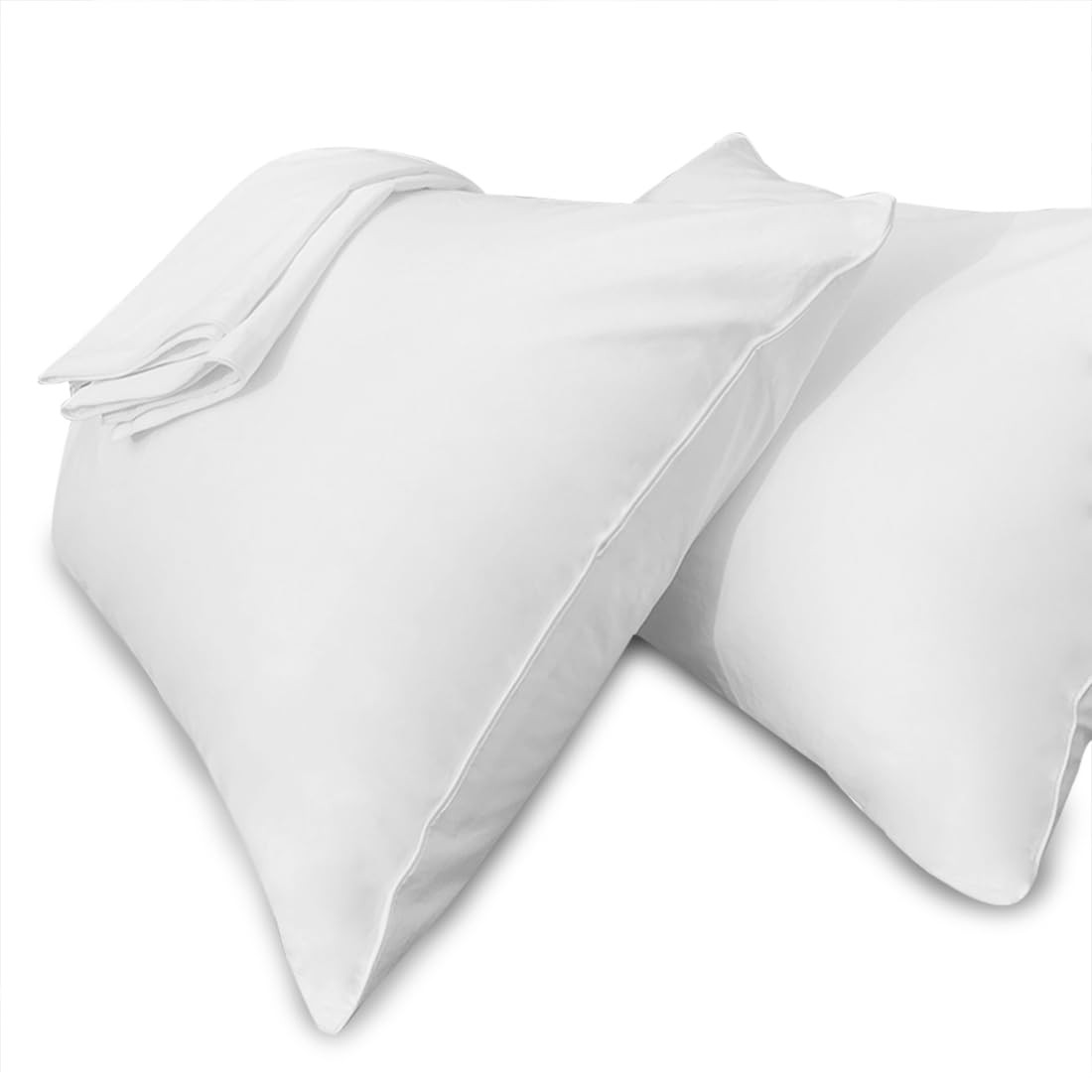 Precoco White Pillow Cases Standard Size-100% Cotton 2 Pack,
