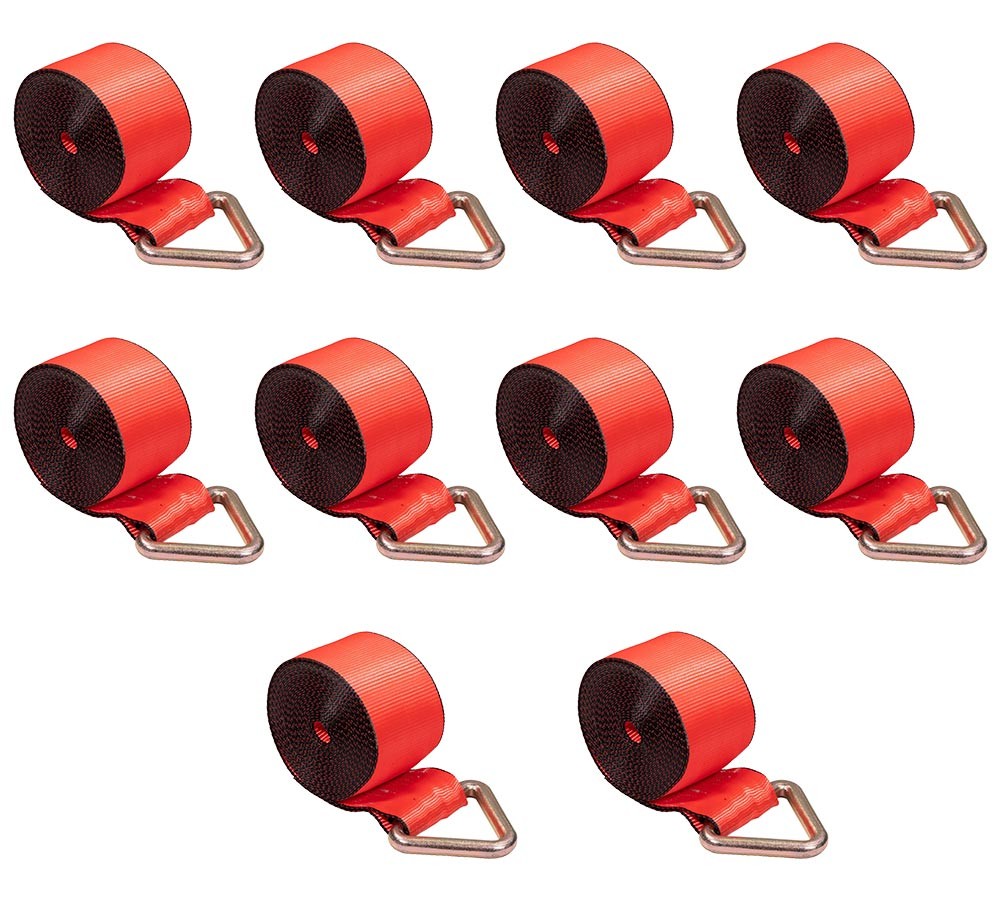 10PK Winch Strap 4"x30' Red Tie Down w/Delta Ring WLL# 5400 lbs for Truck