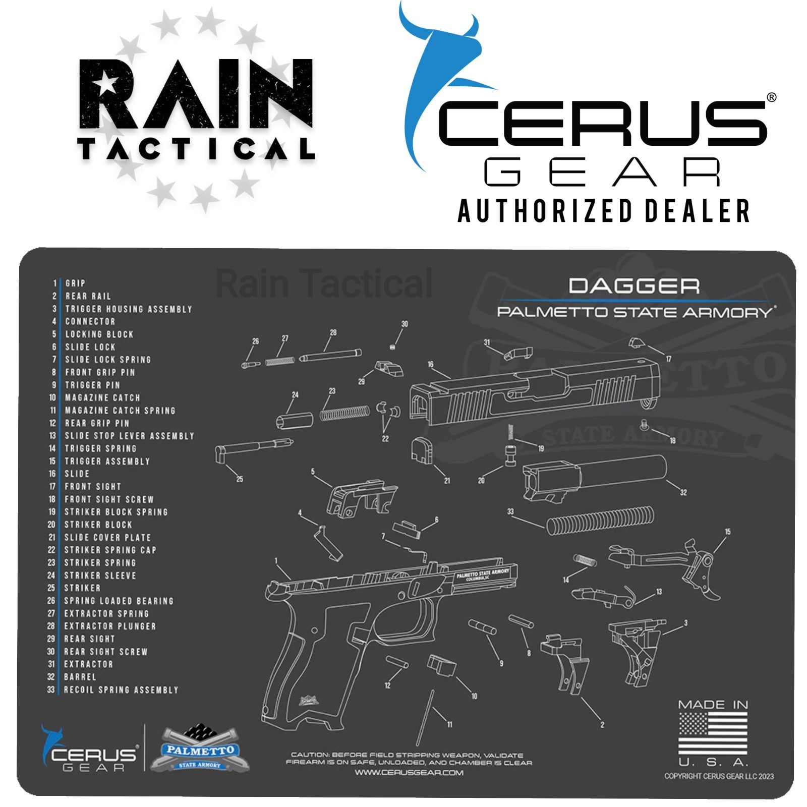Palmetto State Armory Dagger Schematic Handgun Mat