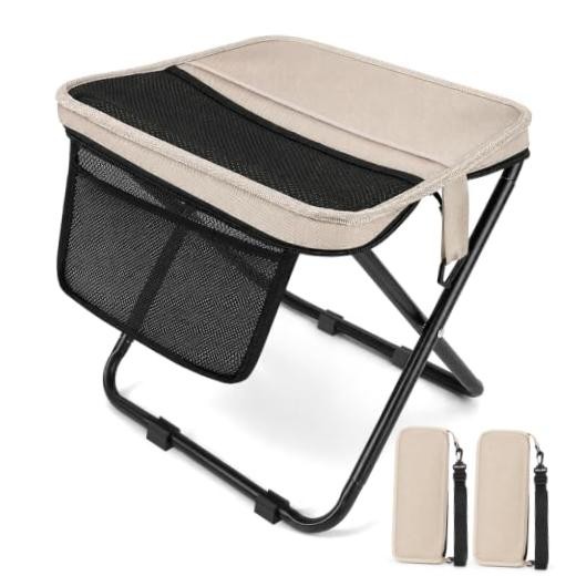 Collapsible Stool 2 Pack, Portable Folding Camping Stool with Large Fabric
