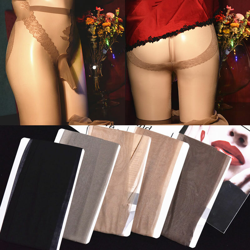 ⭐Men's Oil Shiny Glossy Pantyhose Nylon Stocking Tights high waist Sheath Open ✿