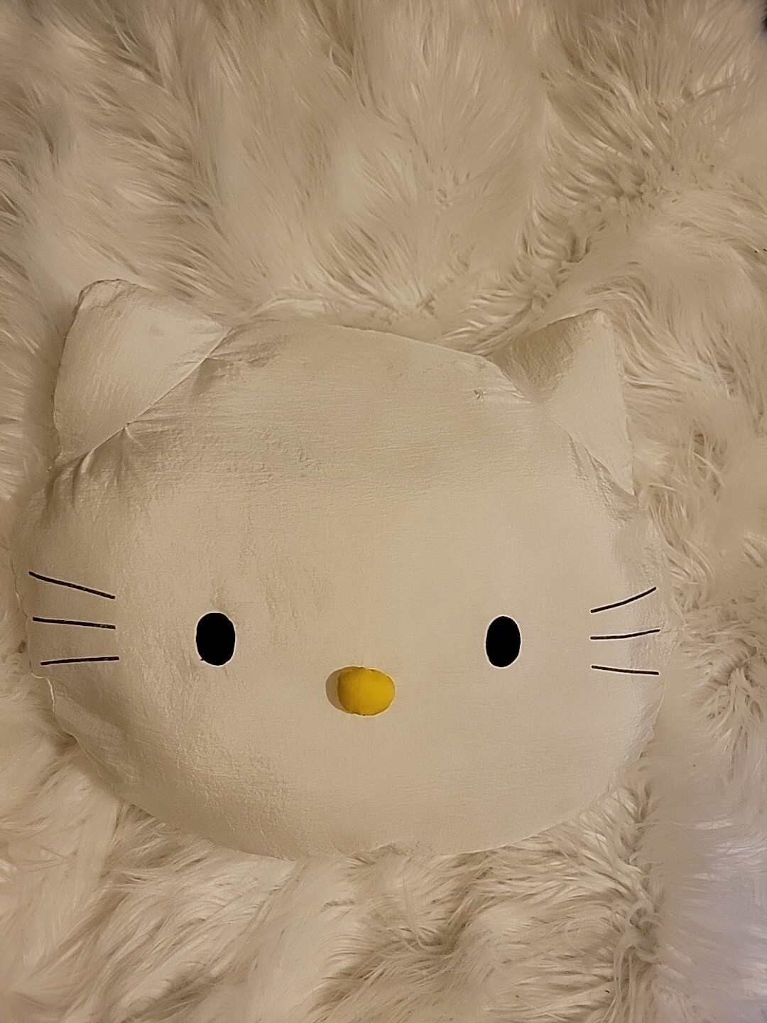 Rare Medium Sanrio Nylon Parachute Hello Kitty Pillow Face Stuffed Plush No Bow