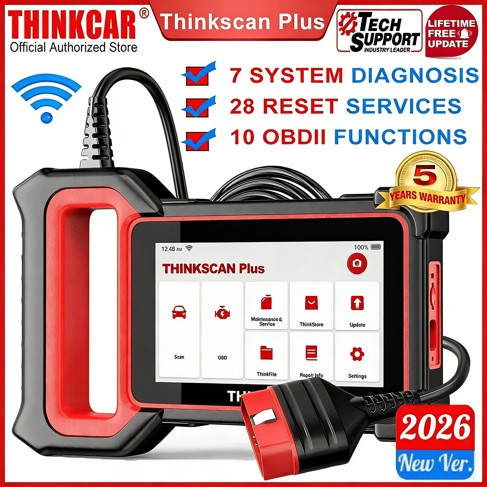 2026 Thinkscan Plus S7 Car OBD2 Scanner Auto Diagnostic Tool ABS SRS BCM IC AC