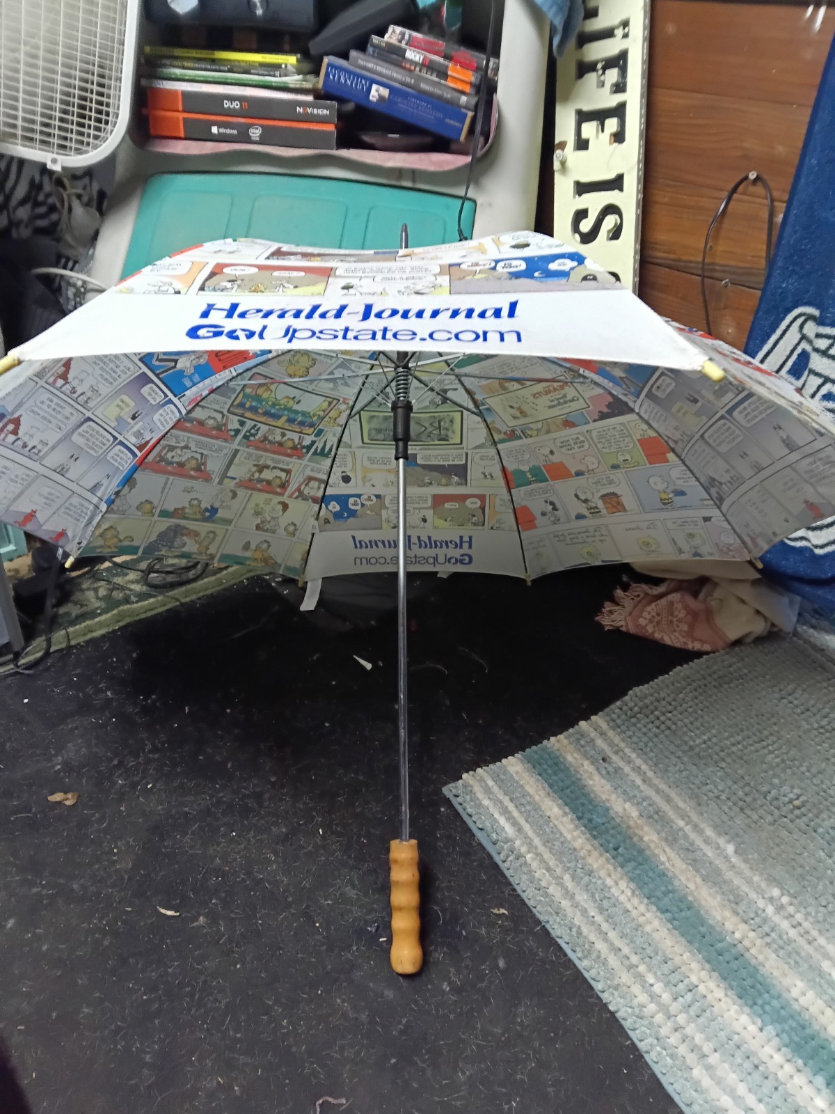 Herald-Journal Comic Strip Print Umbrella White