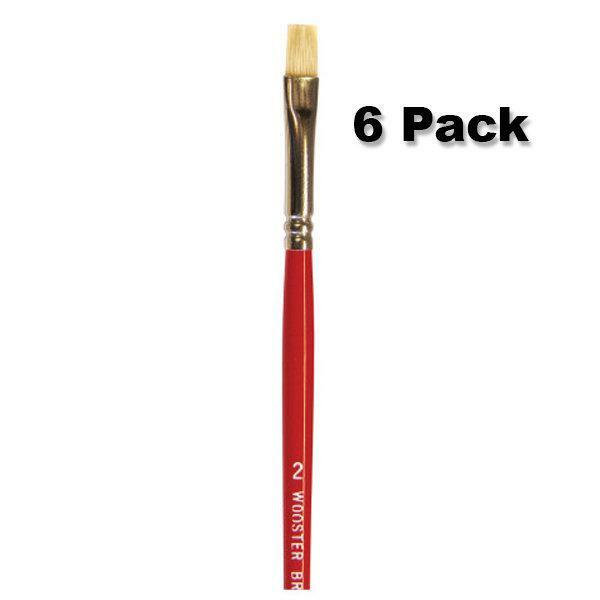 Wooster Brush White Bristle Oil Brights F1622 #2 Artist Brush - Pack of 6