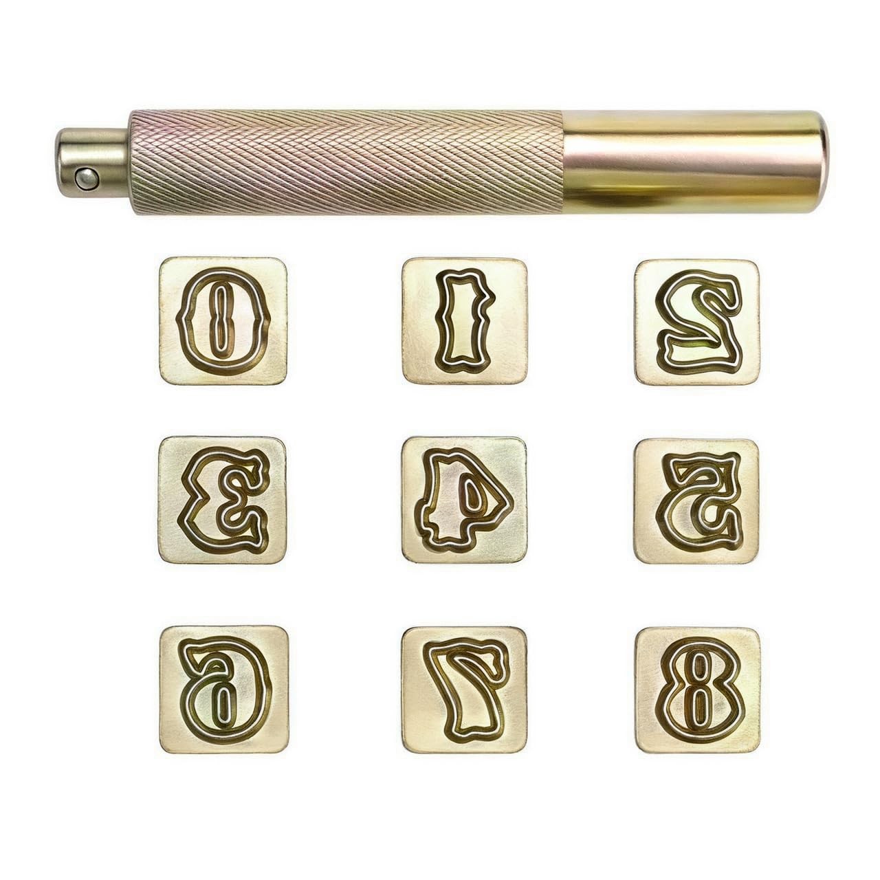 10 PCS Number Leather Stamp Tool Set 13mm 08 Stamps 1 Stamping Handle