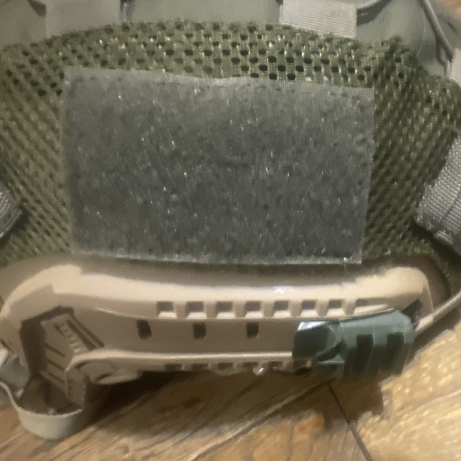 Tactical Helmet Green Mesh Cover Beige Shell Adjustable Straps
