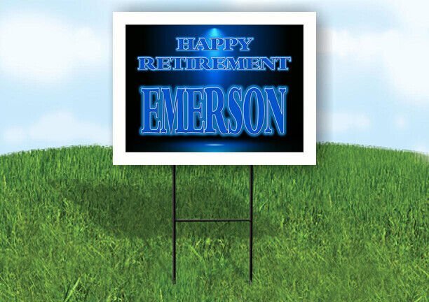 EMERSON RETIREMENT BLUE 18 in x 24 in Yard Sign Road Sign with Stand