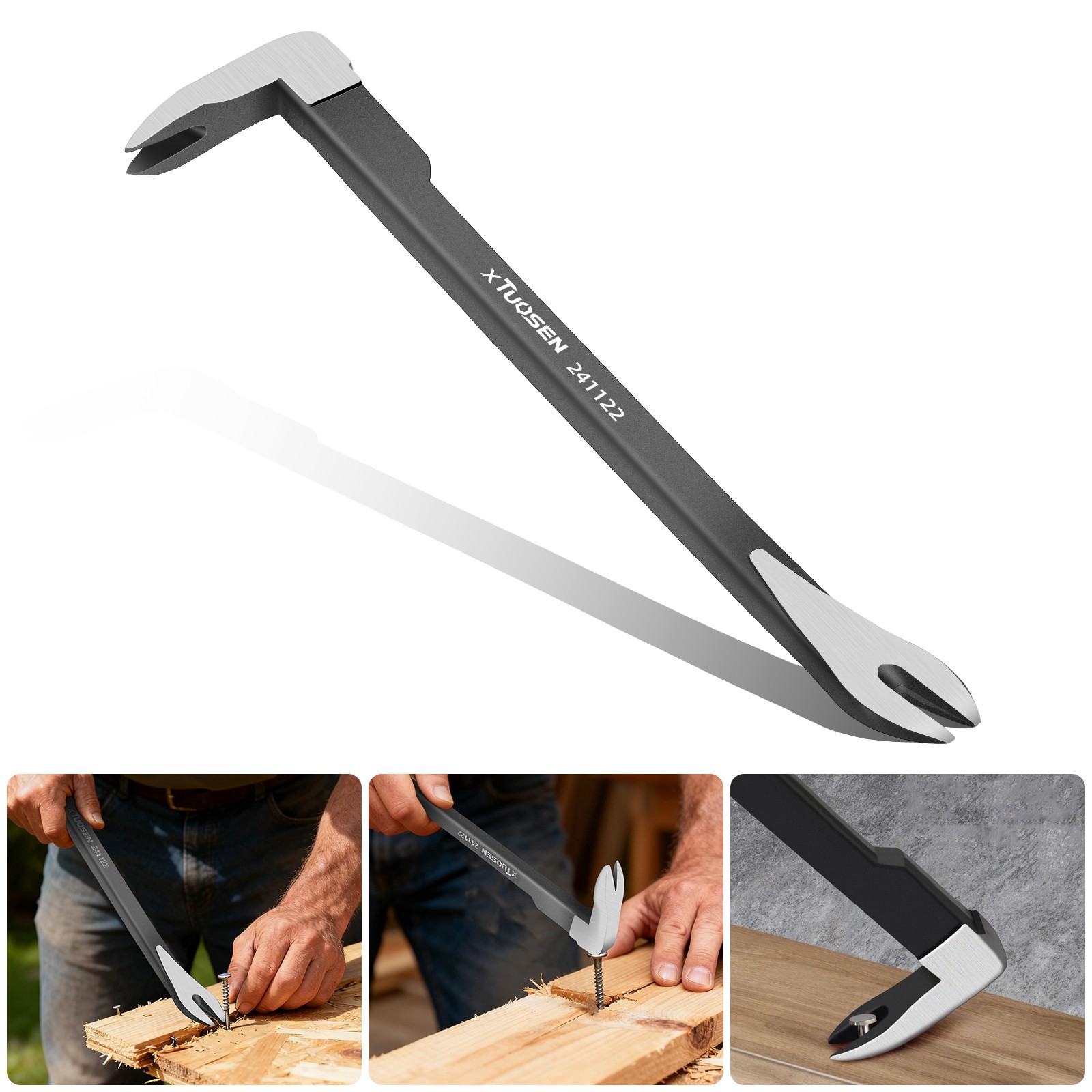 Universal Pry Bar Nail Puller Tool Carbon Steel 10" Nail Extractor for Concrete