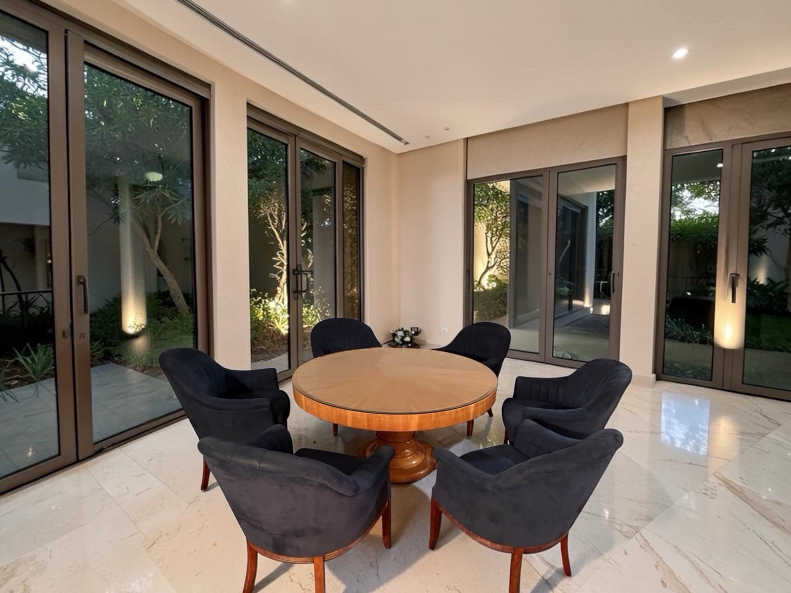 SALE TODAY ONLY Luxury Dining Area Handmade Solid Wood Table 6 Velvet Chairs