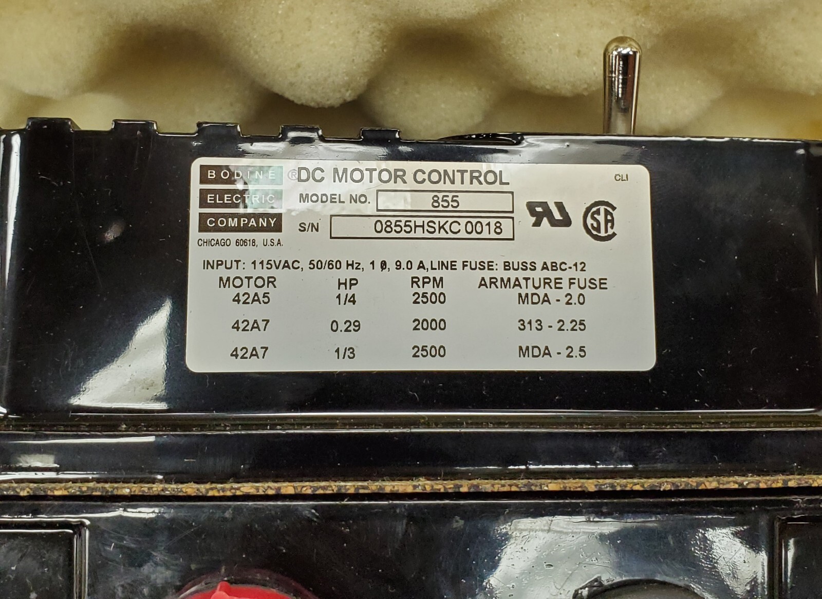 Bodine Electric Model 855 HS DC Adjustable Speed/Torque Control - NEW in Box