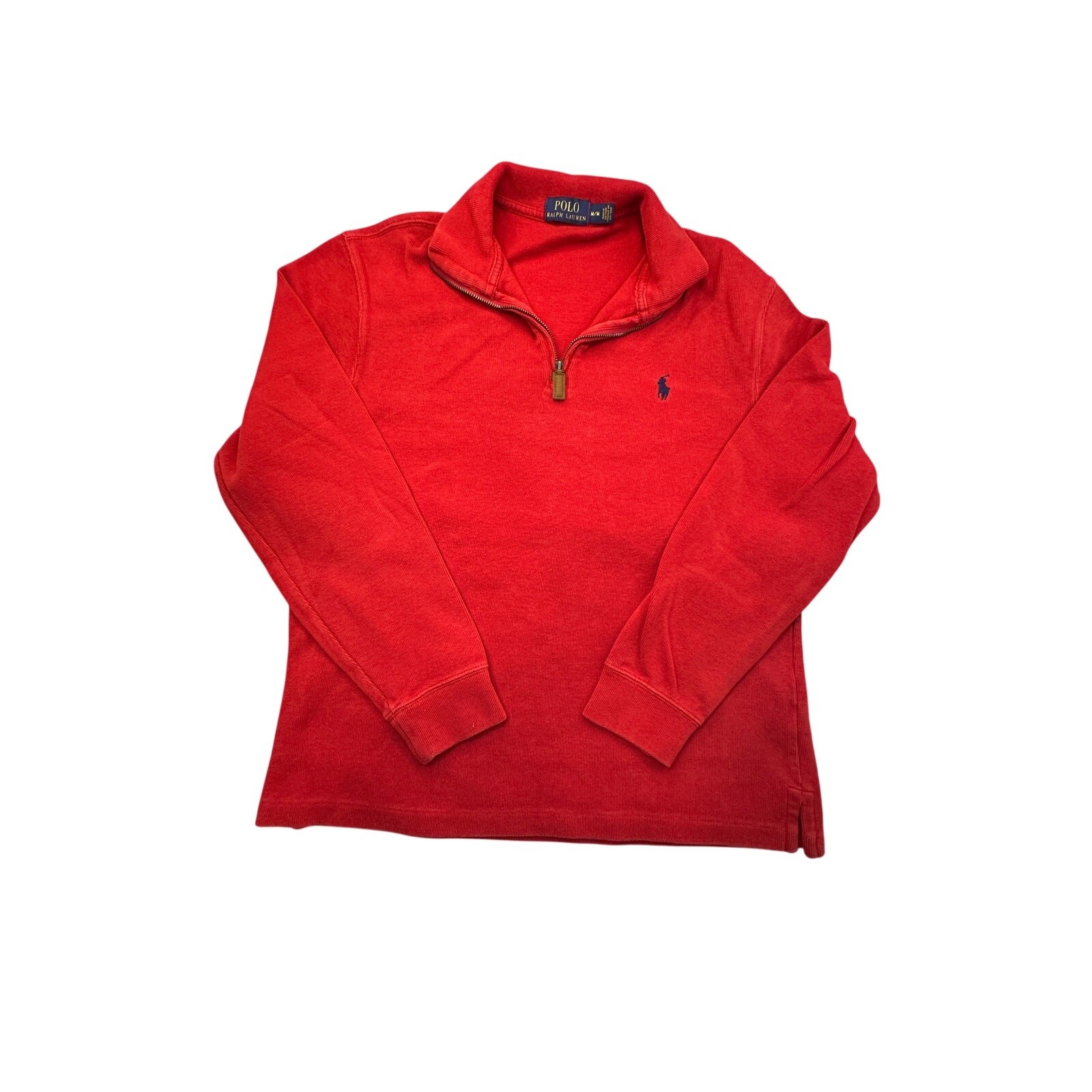 Polo Ralph Lauren Quarter Zip Pullover Cotton Knit Red Medium Classic Prep