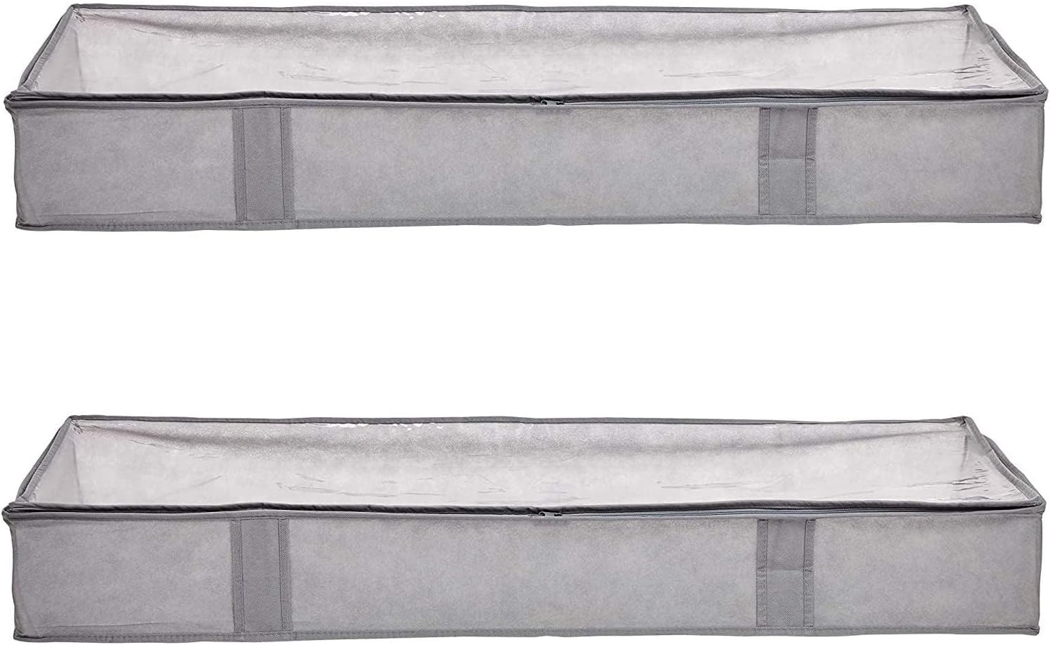 Versatile Fabric Under Bed Storage Containers with Zipper Closure - 2-Pack, Gray