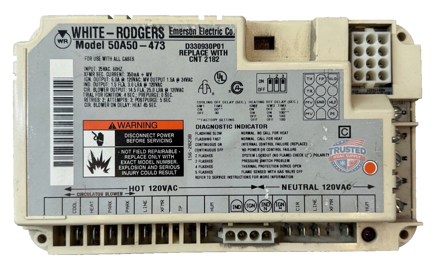 50A50-473 WORKING TESTED GOOD CNT2182 Gas Furnace Control Board D330930P01