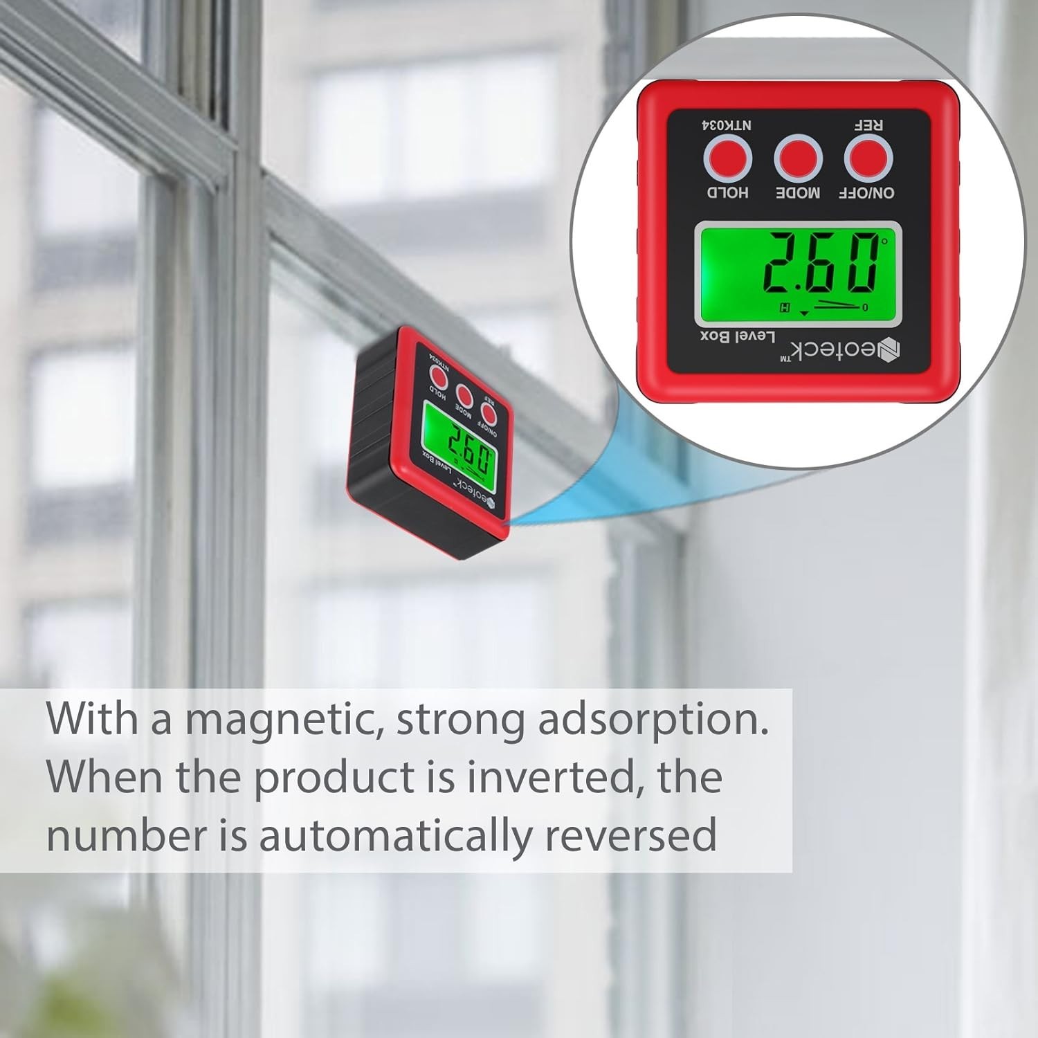 Versatile Digital Angle Gauge for Accurate Measurements - Waterproof & Red