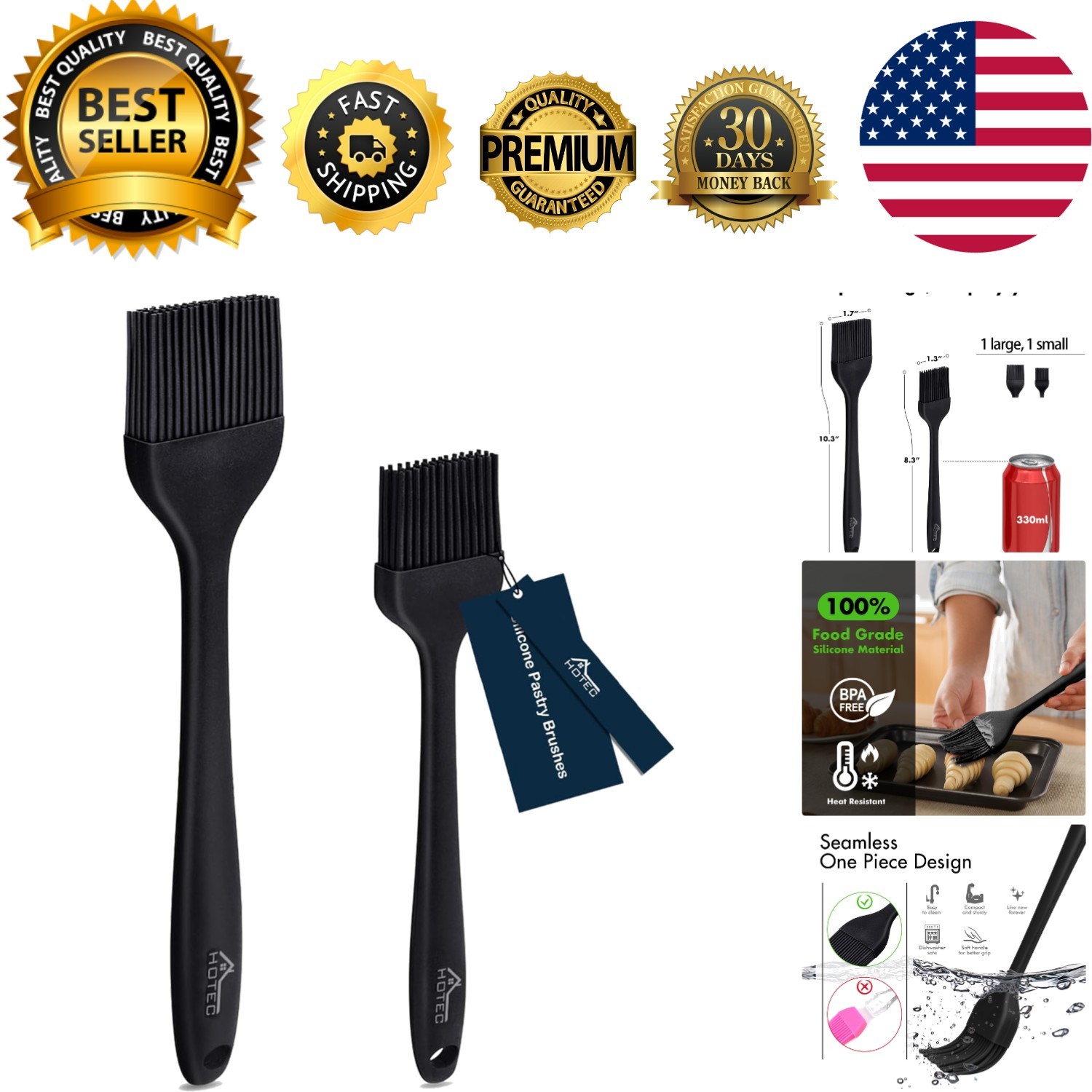 600℉ Heat Resistasnt Basting Brushes, BPA Free Silicone Pastry Brush, Spread ...