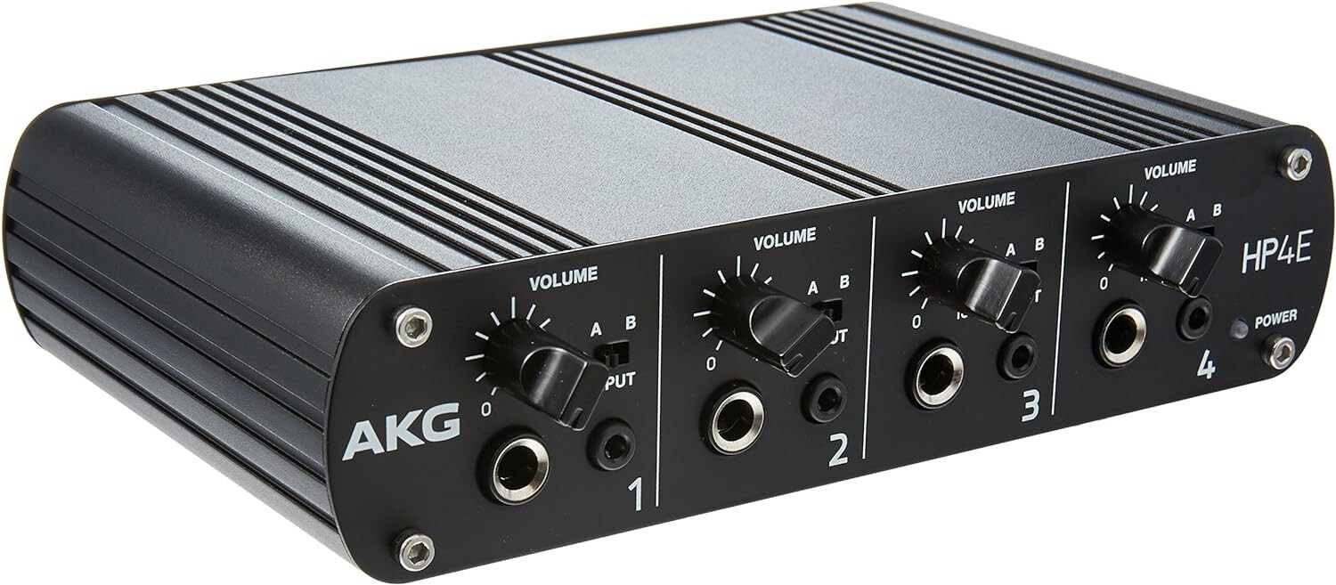 AKG HP4E 4-Ch 4-Outlet Headphone Amplifier & Volume Control & Universal Adapter