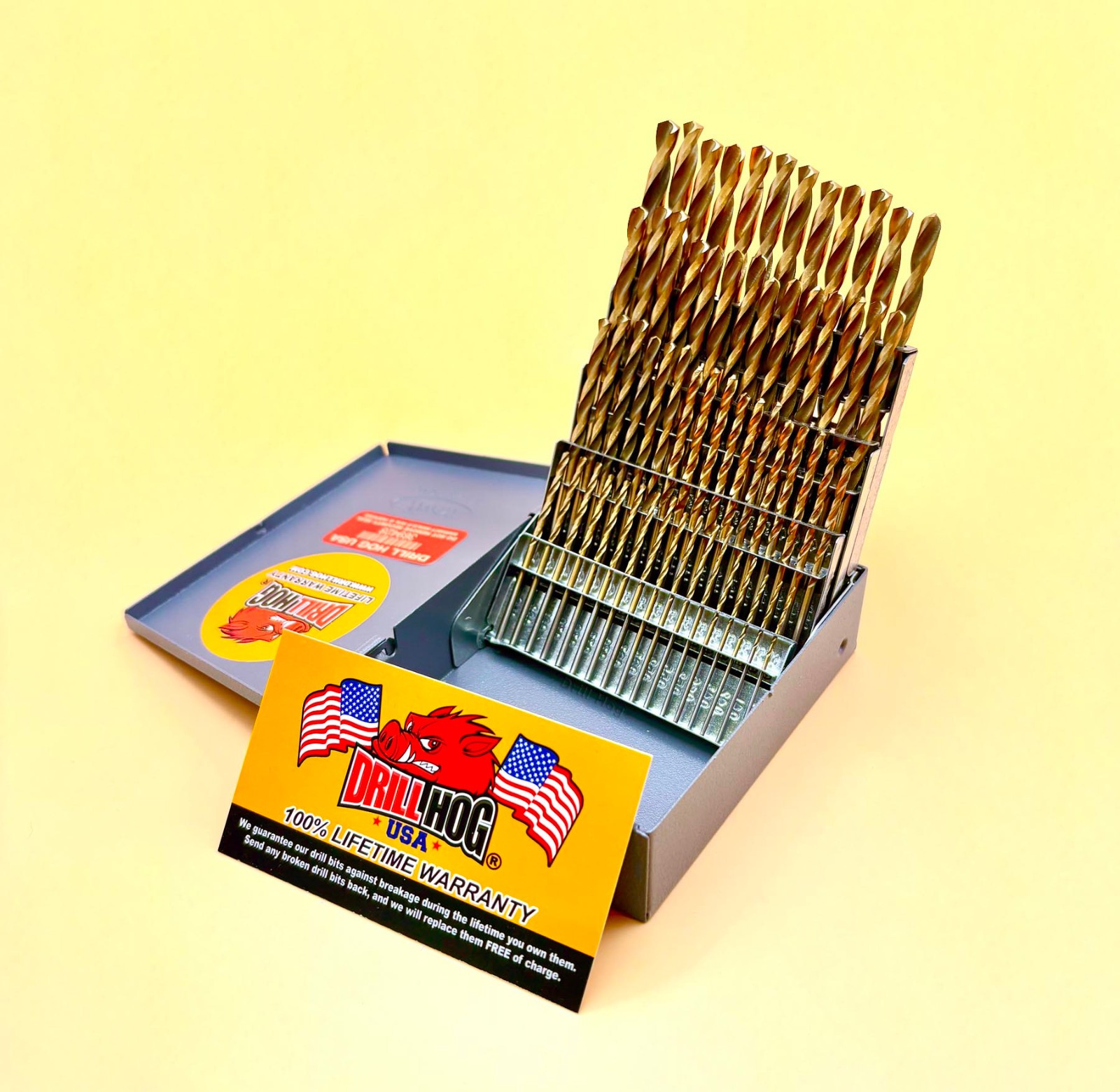 60 Pc NUMBER Drill Bit Set Wire Gauge Bits Titanium Drill Hog® Lifetime Warranty