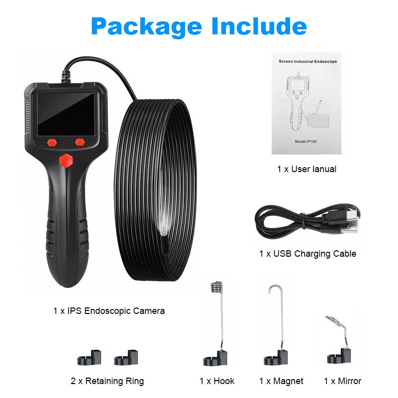 1080P HD LED Handheld Industrial Endoscope 8mm Borescope Inspection Snake Camera