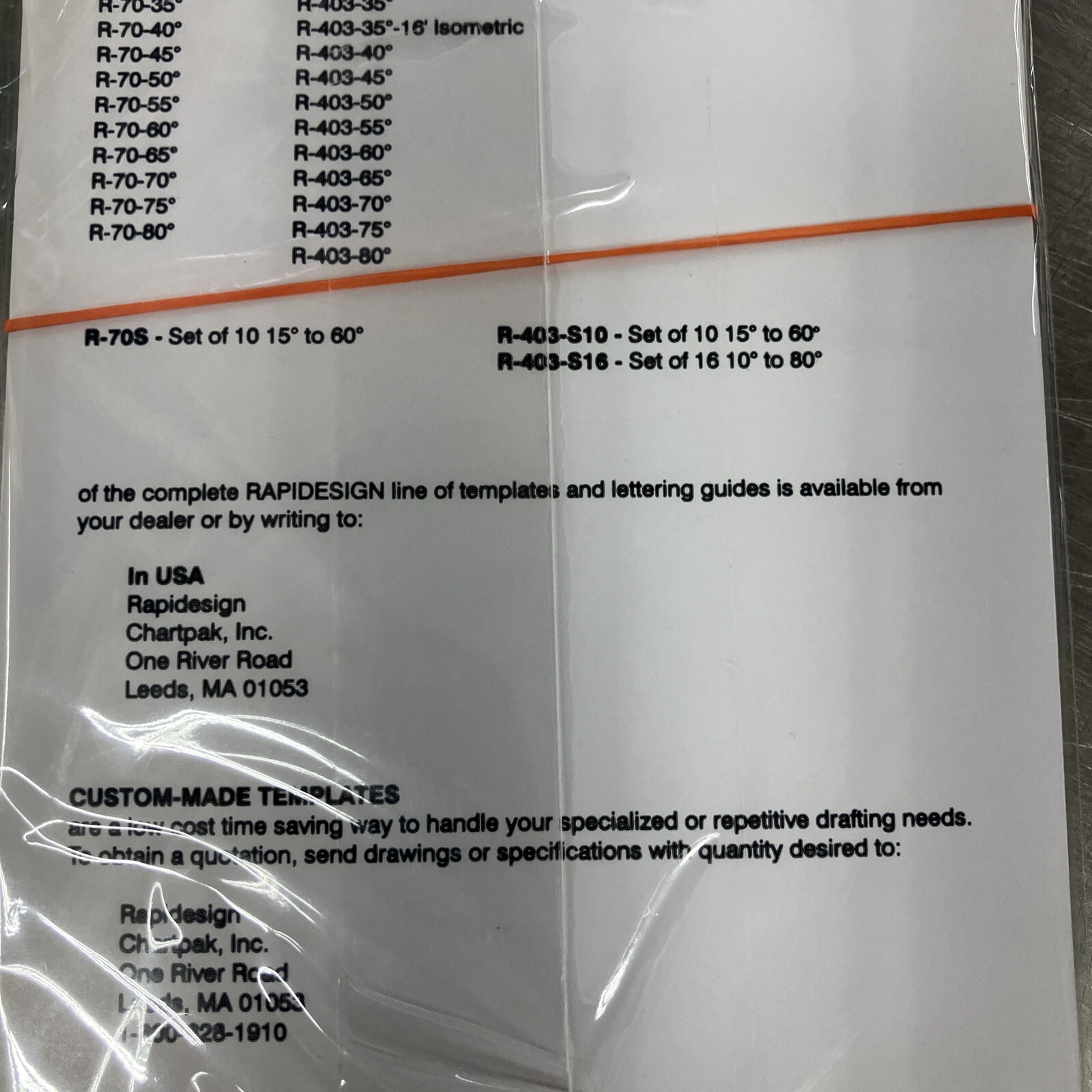 Rapidesign 70RS Ellipse Template set 10 pcs New Un-opened